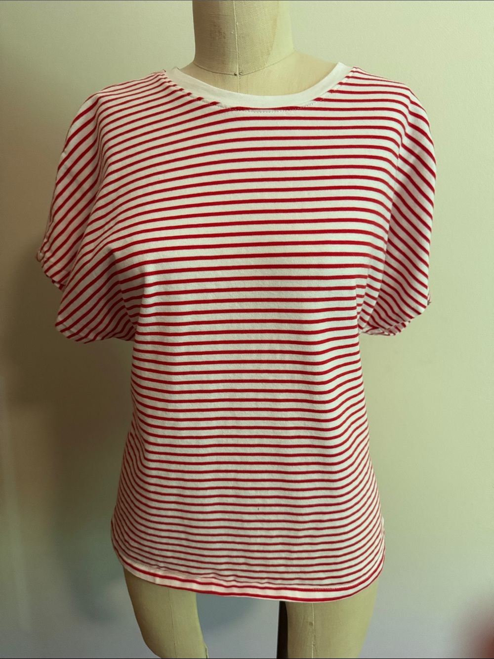 Zara Red & White Striped Short Sleeve Tee